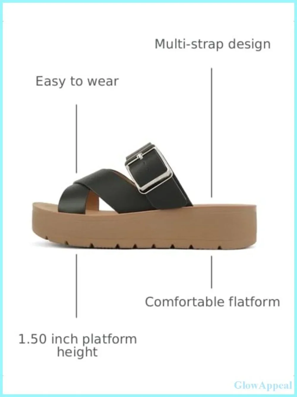 Women Open Toe Multi-Strap Flatform Sandals Platform Ankle Strap Casual